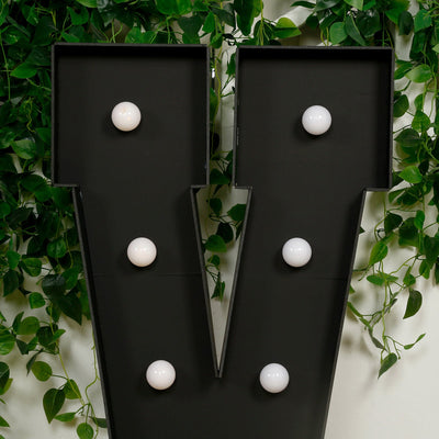 Giant LED Marquee Light Up Letter "V", Black 4ft Pre-Cut Foam Board with 10 Warm White Battery Operated LEDs, Glue Gun and Sticks