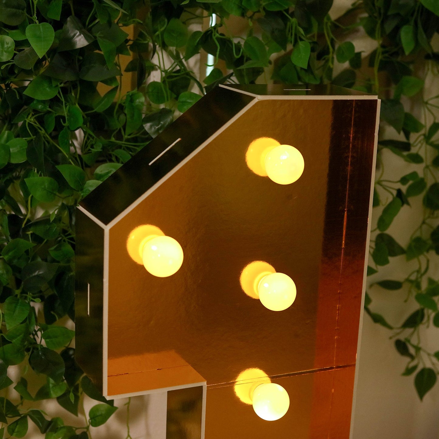 Giant LED Marquee Light Up Number "1", Gold 4ft Pre-Cut Foam Board with 10 Warm White Battery Operated LEDs, Glue Gun and Sticks