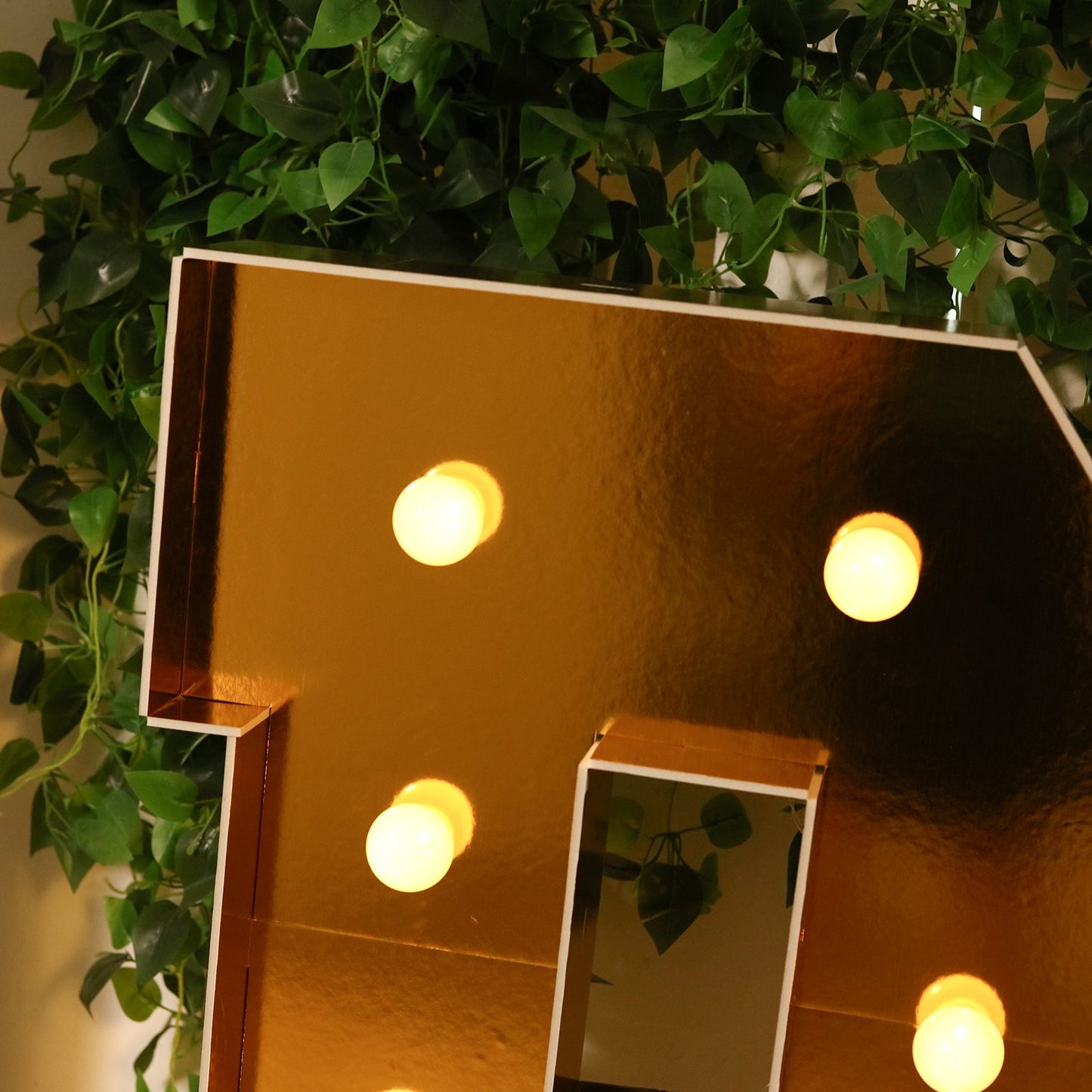 Giant LED Marquee Light Up Letter "P", Gold 4ft Pre-Cut Foam Board with 10 Warm White Battery Operated LEDs, Glue Gun and Sticks