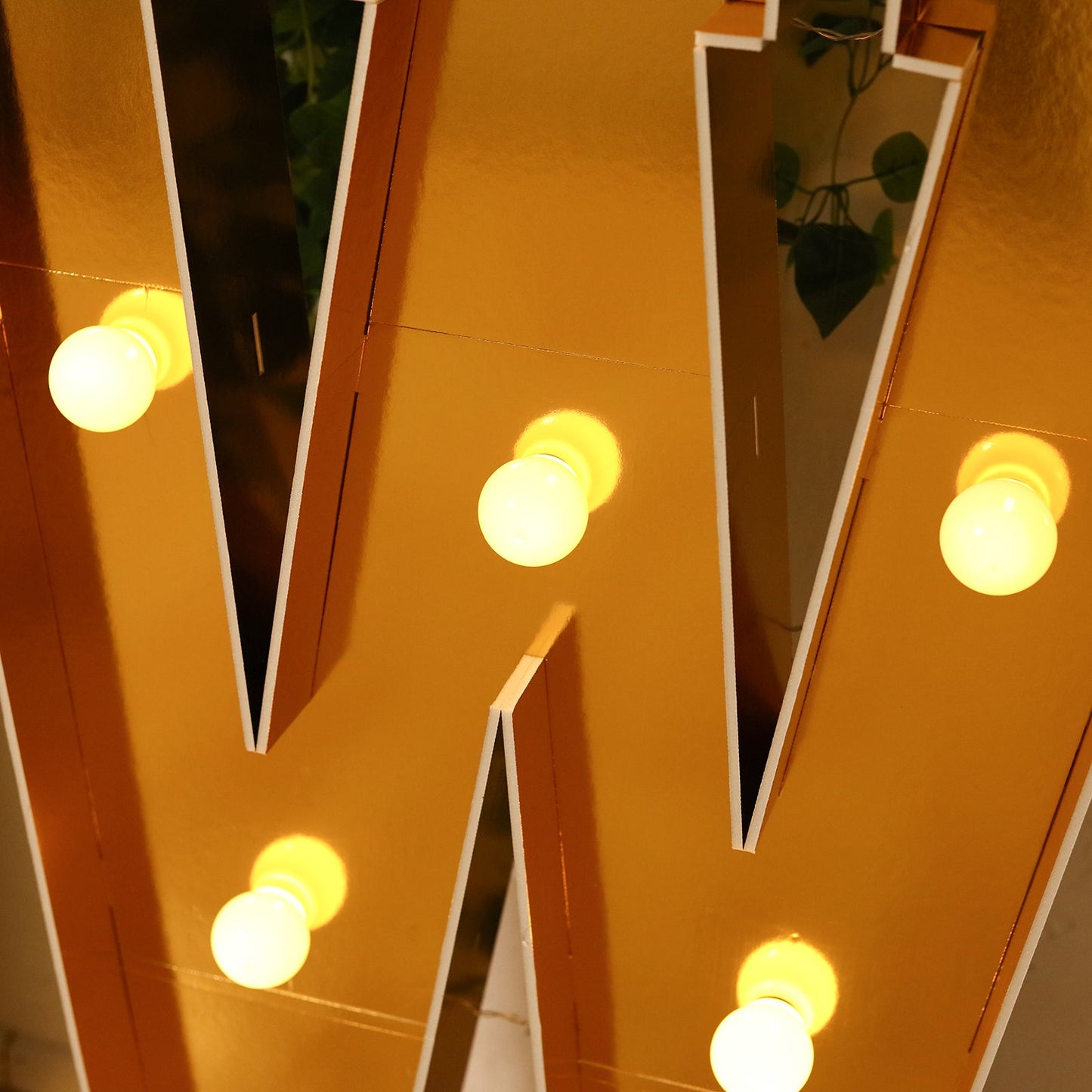 Giant LED Marquee Light Up Letter "W", Gold 4ft Pre-Cut Foam Board with 10 Warm White Battery Operated LEDs, Glue Gun and Sticks