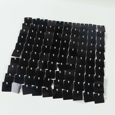 Shiny Black Square Sequin Shimmer Wall Party Photo Backdrop, 24sq.ft Active Spangle Wall Art Décor Panels - 24 Panels
