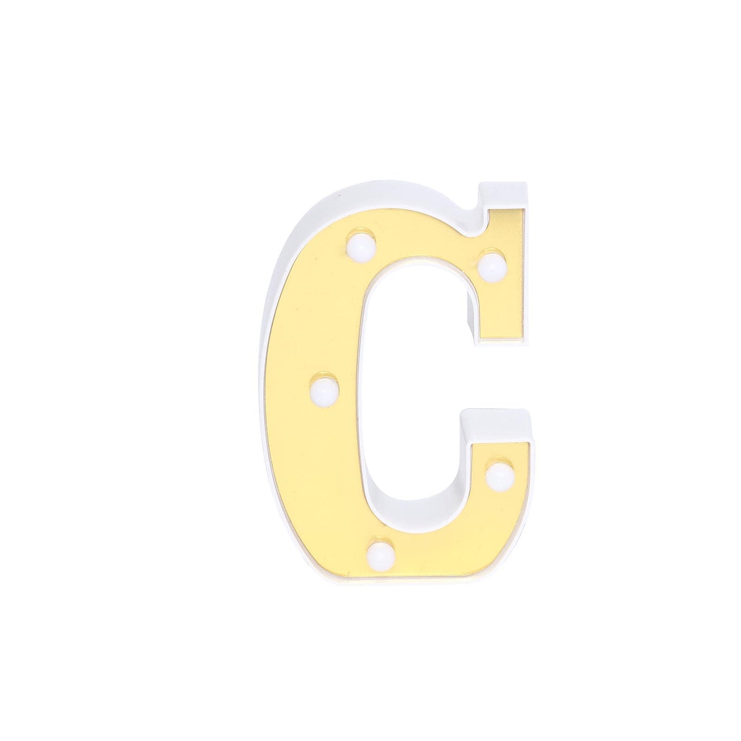 3D Marquee Letter "C" Warm White 5 LED Lights Gold - Chic Light-Up Decor for Events 6"