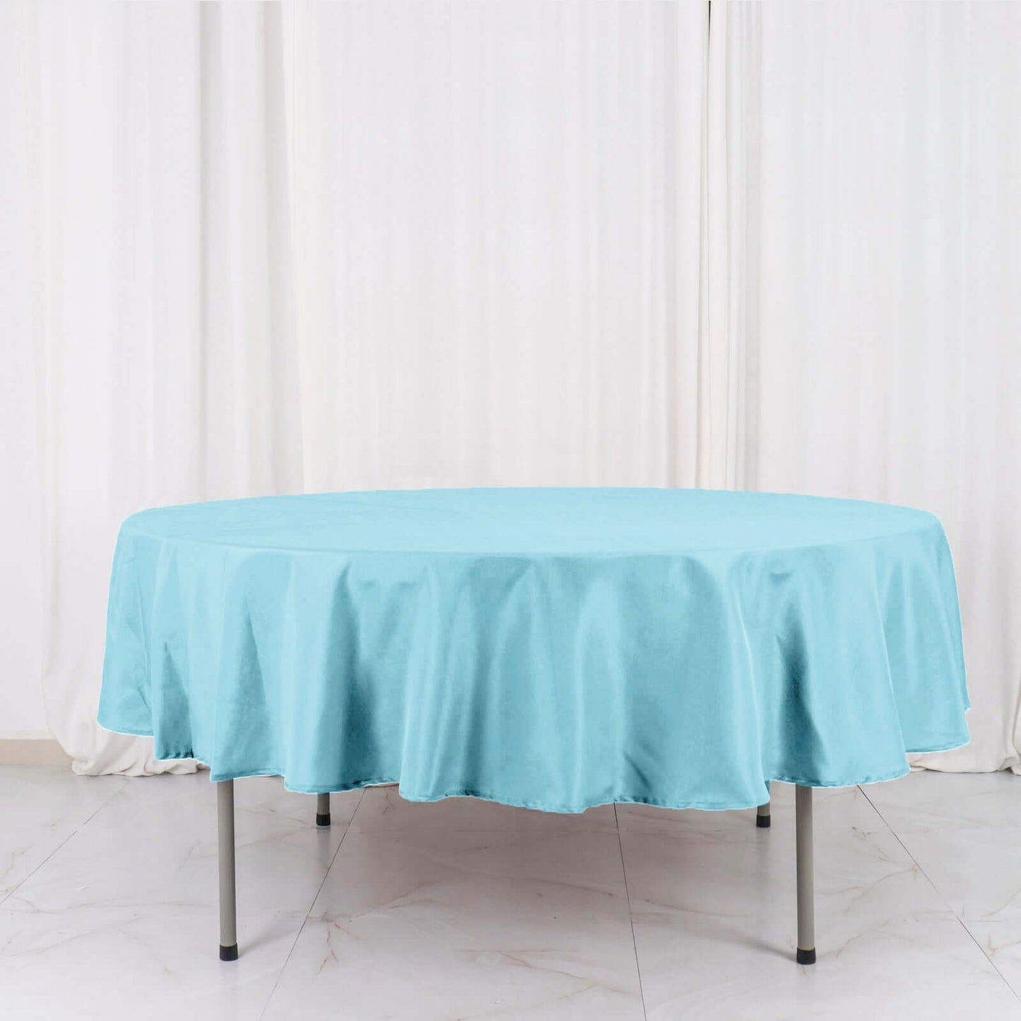 Polyester 90" Round Tablecloth Light Blue - Stain & Wrinkle-Resistant Table Cover