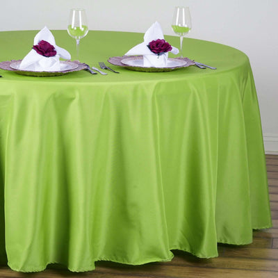 Polyester 108" Round Tablecloth Apple Green - Wrinkle-Resistant Table Cover