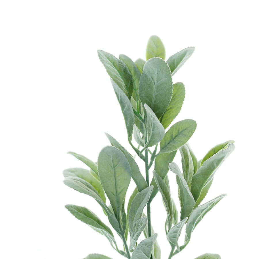 2 Stems 24" Tall Frosted Green Artificial Lambs Ear Leaf Indoor Plant