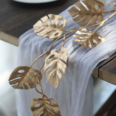 Artificial Monstera Leaf Hanging Vine Metallic Gold - Faux Table Garland for Tropical Outdoor & Boho-Inspired Events
