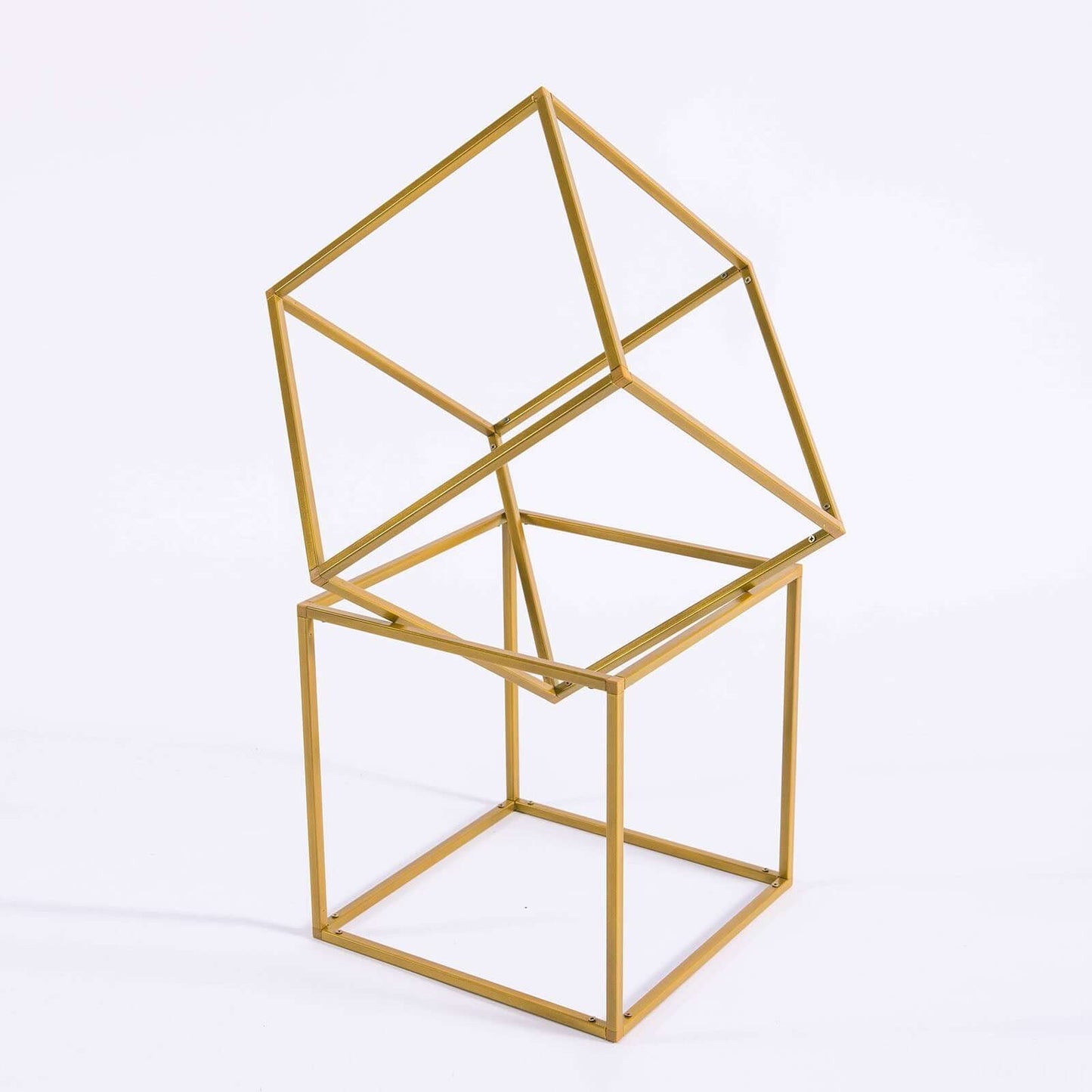 2-Pack Metal Flower Stands Gold Geometric Wedding Centerpieces Square Frame - Durable Display 12"