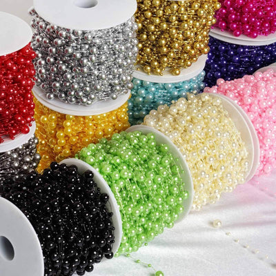 20.5 Yards 9mm 3mm Glossy Tea Green Faux Craft Pearl String Beads