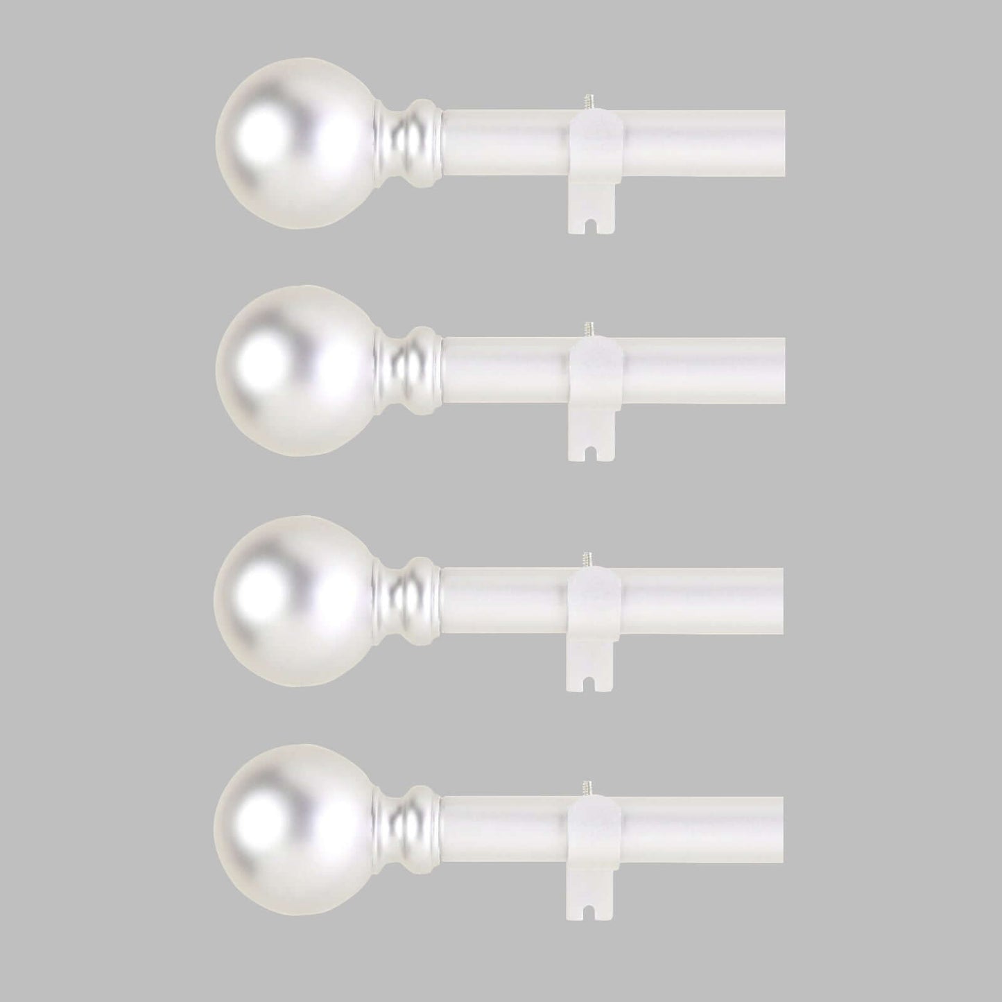 42"-126" Adjustable Curtain Rod Set, Silver, Round Finials