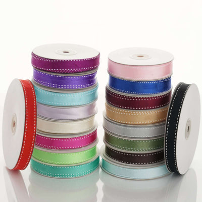 25 Yards 5/8" Hunter Green Stitched Wholesale Grosgrain Ribbon By The Roll - Clearance SALE