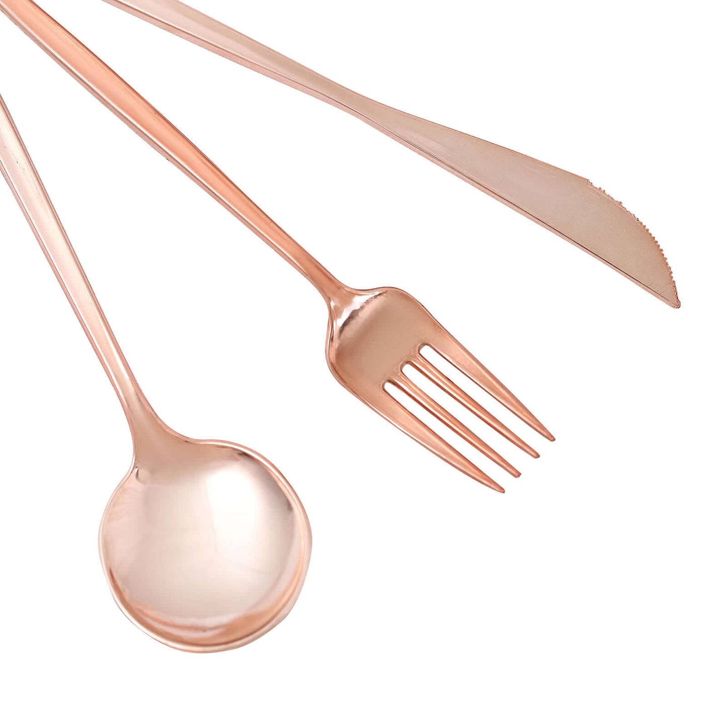 24-Pack Plastic Flatware Set with Sleek Modern Design Rose Gold - Premium Disposable Silverware 8"