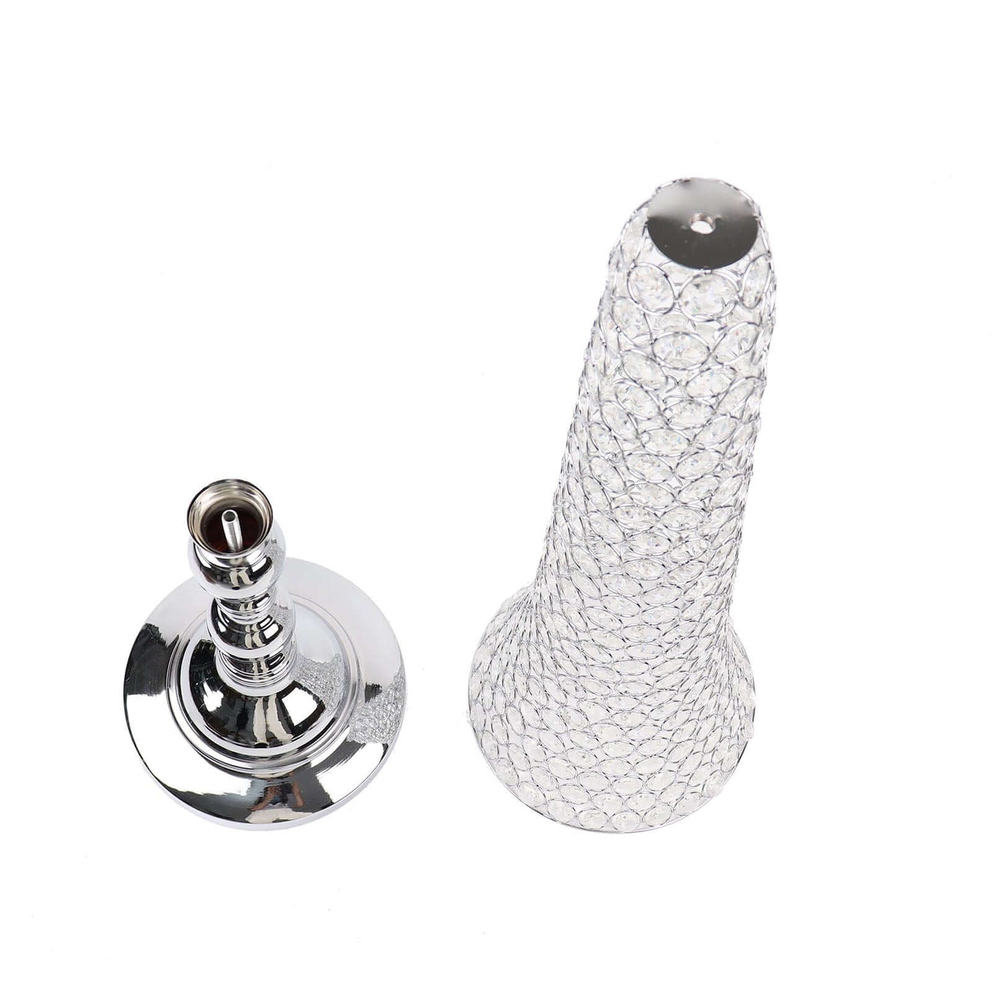 2-Pack Crystal Beaded Trumpet Vase Set Silver - Table Centerpiece for Grand Occasions 40"