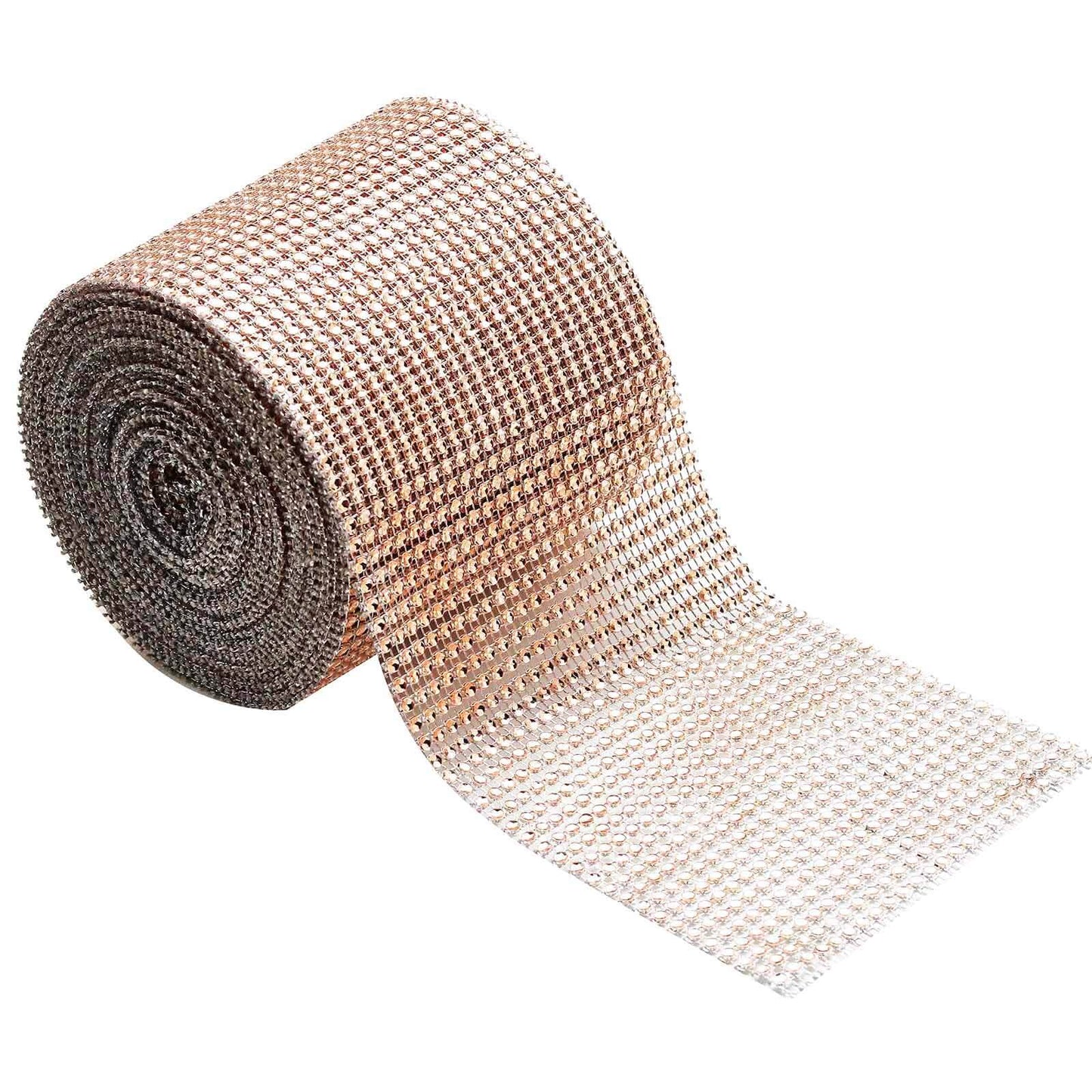 5"x10 Yards Shiny Champagne Diamond Rhinestone Ribbon Wrap Roll, DIY Craft Decor