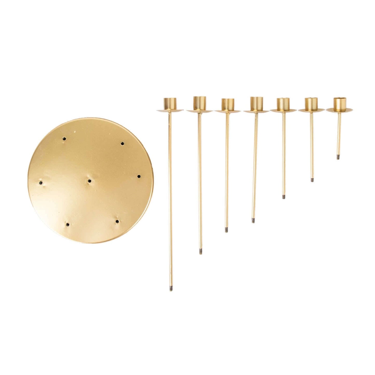 Cluster Candelabra Taper Candle Holder 7-Arm Gold Metal Wedding Centerpiece - Table Decor 15"