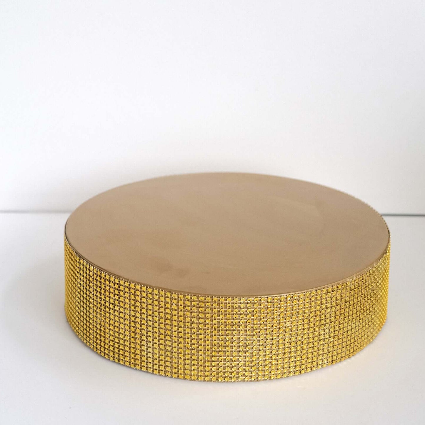 Metal Pedestal Cake Stand Round Design with Rhinestones Gold - Cupcake Holder and Dessert Table Centerpiece 12"