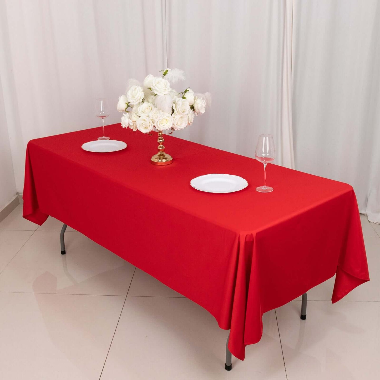 Scuba Rectangular 60"x102" Tablecloth Red - Wrinkle Free & Stain Resistant Table Cover