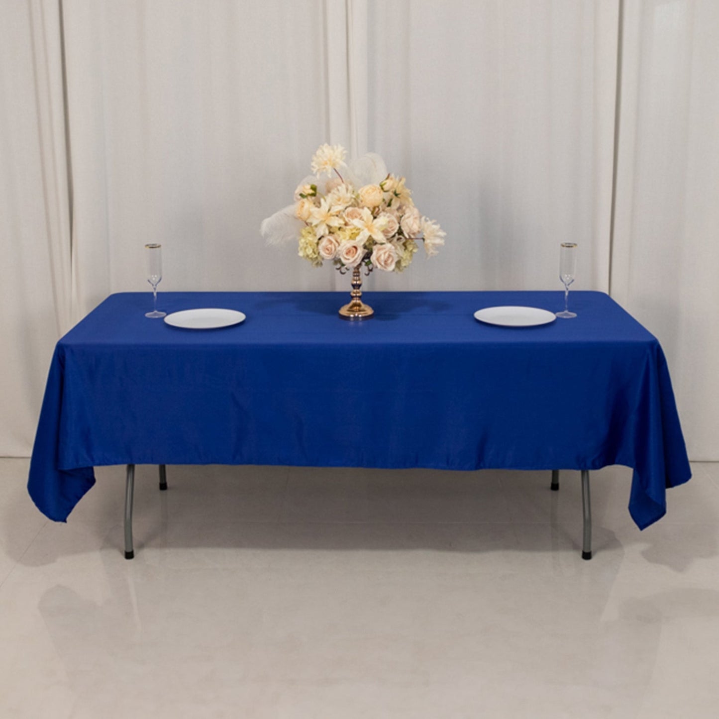 Lamour Satin 60"x102" Rectangle Tablecloth Royal Blue - Durable & Silky Soft Feel Table Cover
