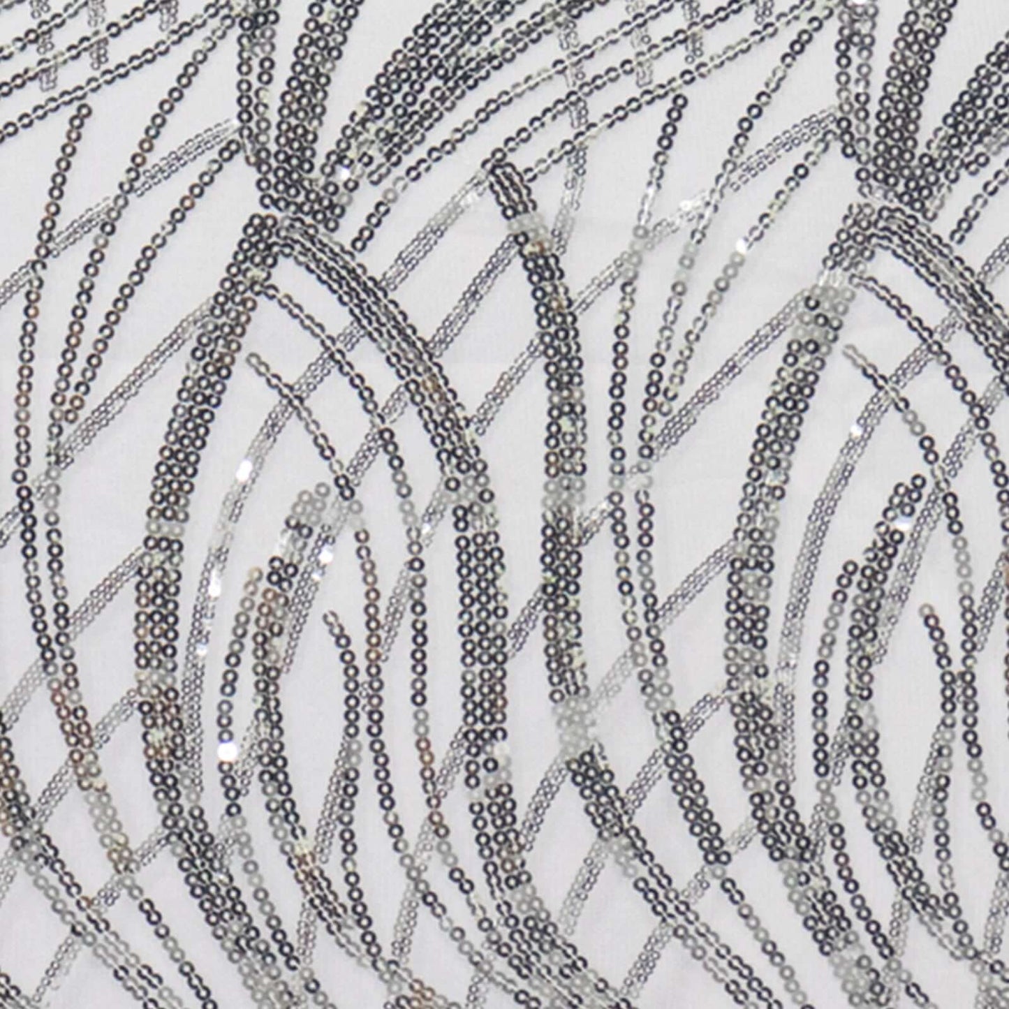 Mesh 90"x156" Rectangle Tablecloth Silver - Wave Sequin Embroidered Table Cover