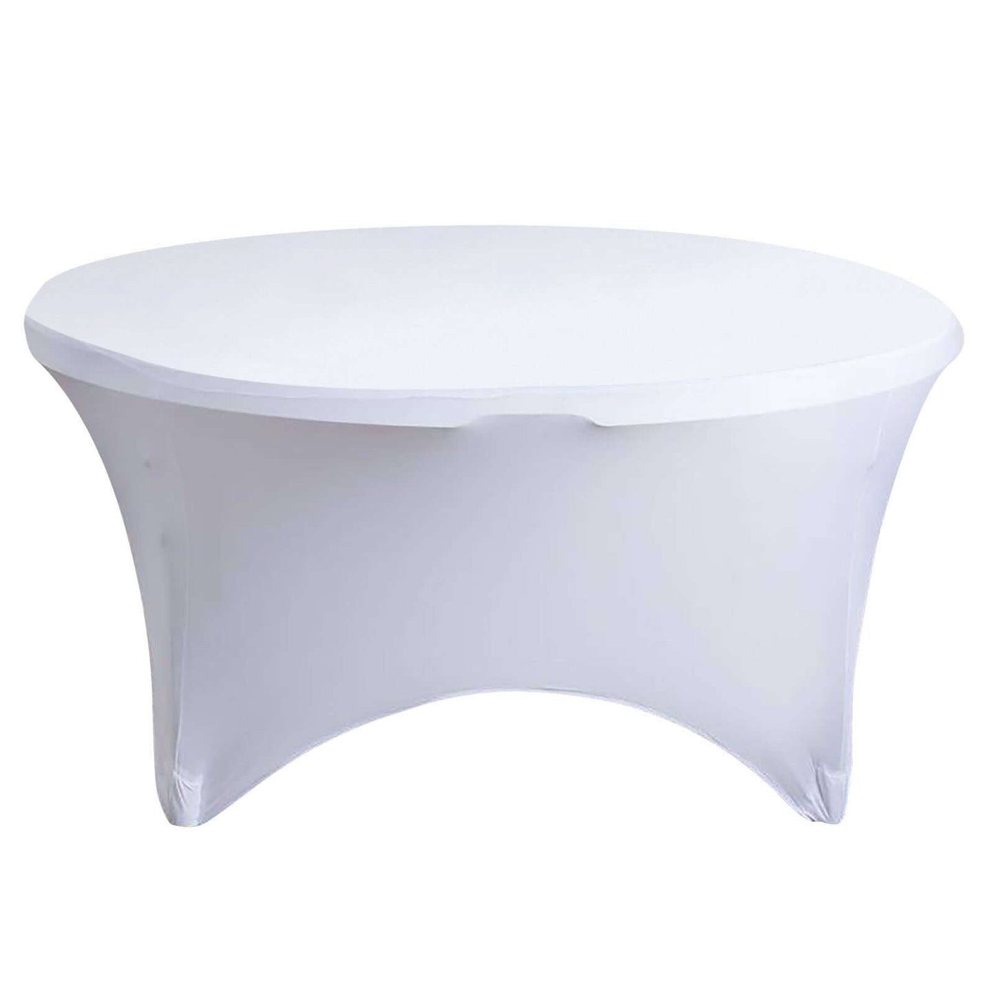 Stretch Spandex 5ft Round Tablecloth White - Durable Form-Fitting Table Cover for Events & Presentations