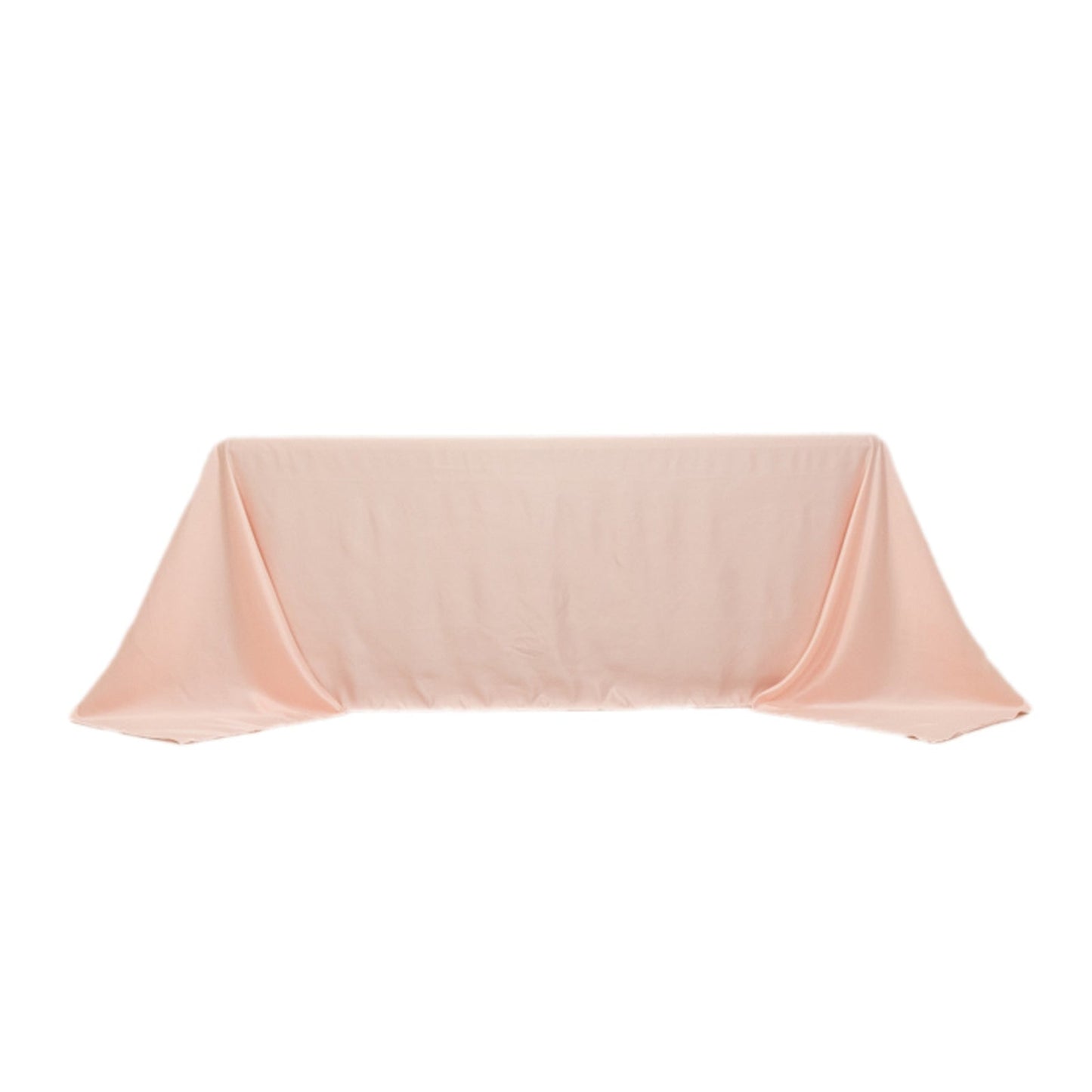 Lamour Satin 90"x132" Rectangle Tablecloth Blush - Soft & Silk-Like Seamless Table Cover