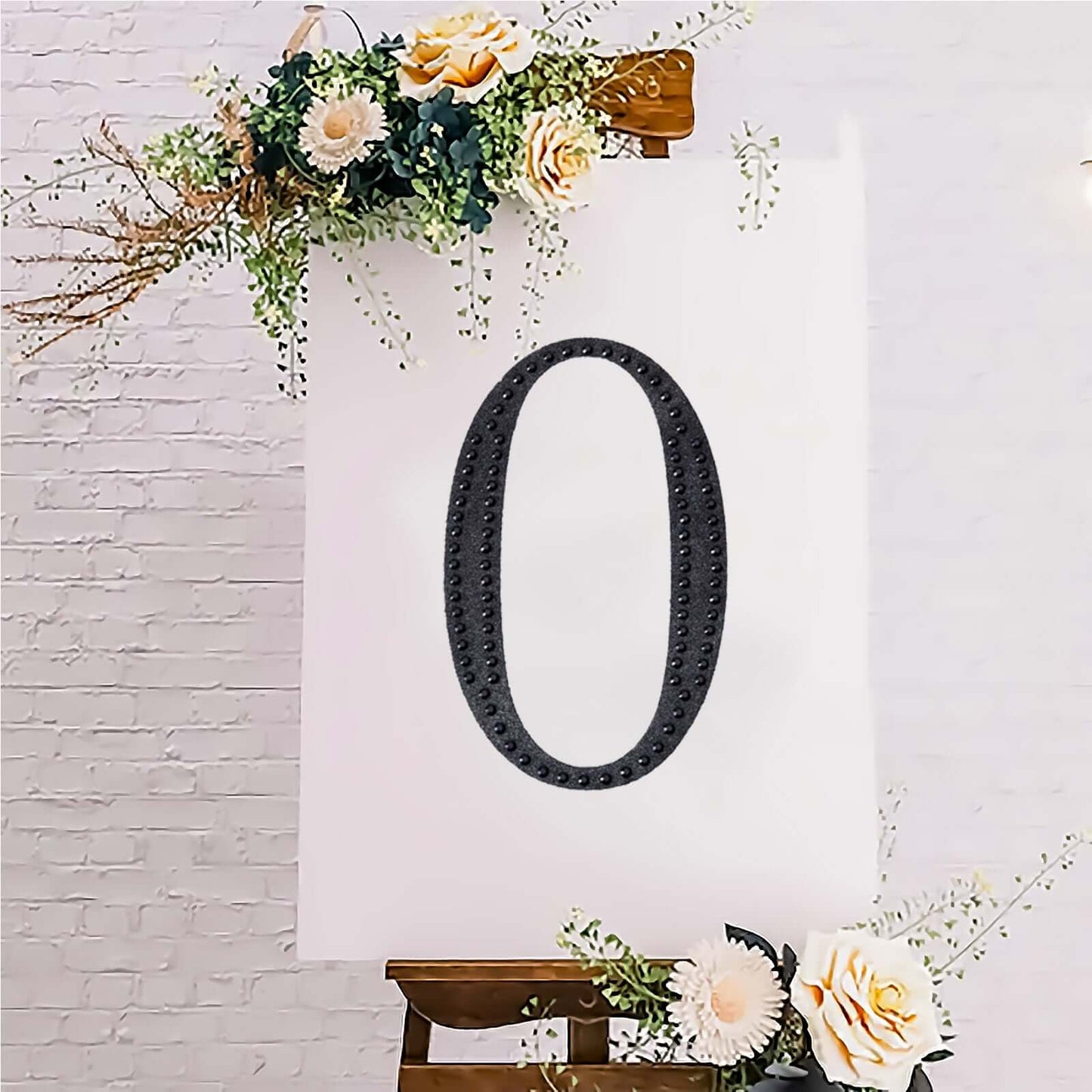Decorative Rhinestone Number "0" Stickers, Glitter Adhesive Craft Numbers Black DIY Sparkle Embellishments 8"