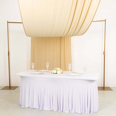Beige 4-Way Stretch Spandex Event Curtain Drapes Wrinkle Free Backdrop Event Panel with Rod Pockets - 5ftx18ft