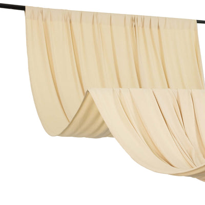 Beige 4-Way Stretch Spandex Event Curtain Drapes Wrinkle Free Backdrop Event Panel with Rod Pockets - 5ftx10ft
