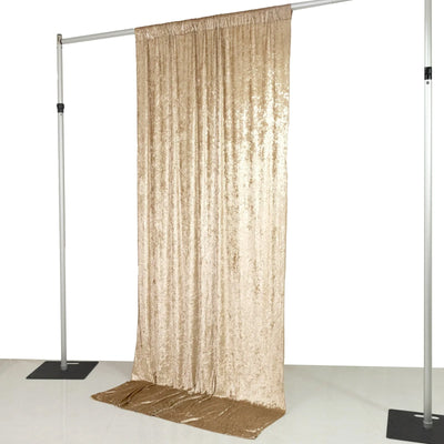 Beige Crushed Velvet Backdrop Curtain – 5ft x 10ft Event Drape with Rod Pocket Privacy Panel for Photo Booths &
