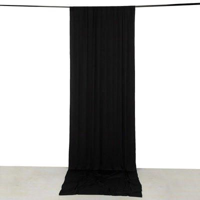Black 4-Way Stretch Spandex Event Curtain Drapes Wrinkle Free Backdrop Event Panel with Rod Pockets - 5ftx14ft