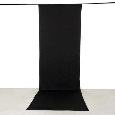 Black 4-Way Stretch Spandex Event Curtain Drapes Wrinkle Free Backdrop Event Panel with Rod Pockets - 5ftx16ft
