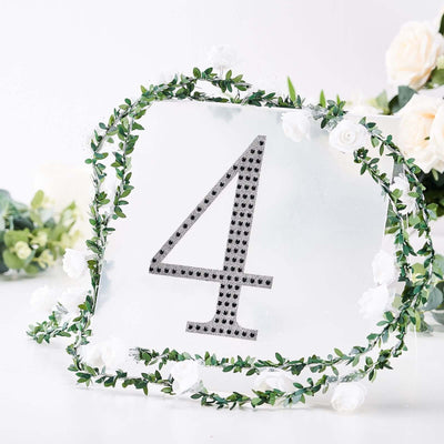 Decorative Rhinestone Number "4" Stickers, Glitter Adhesive Craft Numbers Black DIY Sparkle Embellishments 8"