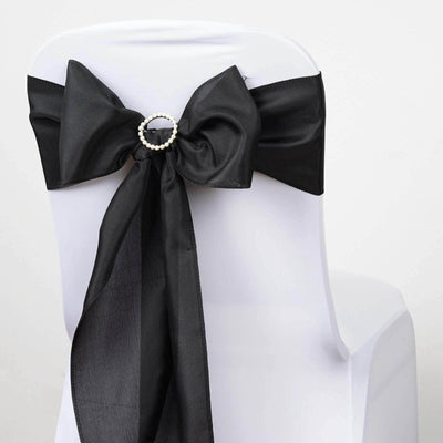 5 Pack Polyester Chair Sashes Black - Subtle Elegance for Special Occasions 6"x108"