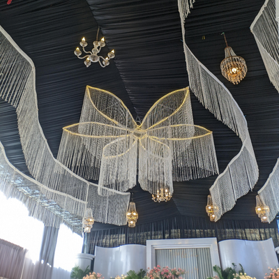 Black Stretch Spandex Tent Ceiling Drape – 25ft x 36ft 180GSM Wrinkle-Free Fabric Ceiling Liner with Pole Pockets