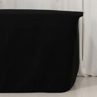 Fitted Polyester 72"x24"x30" Rectangle Tablecloth Black - Perfect Fit for Special Size Tables