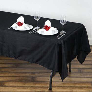 Polyester 60"x102" Rectangle Tablecloth Black - Durable and Stylish for Table Cover Special Events