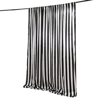 Black White Striped Satin Backdrop Curtain Drapery Glossy Event Photography Background Room Divider Curtain Panel