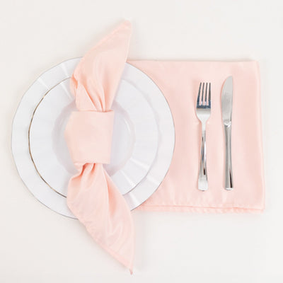 5 Pack Lamour Satin 20"x20" Napkins Blush - Soft Matte Finish Dinner Napkins