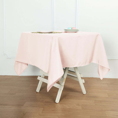 Polyester Square 54"x54" Tablecloth Blush - Wrinkle-Resistant & Durable Table Cover