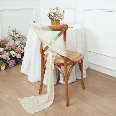 5 Pack Cheesecloth Gauze 16"x88" Chair Sashes Cream - Boho Chair Decorations
