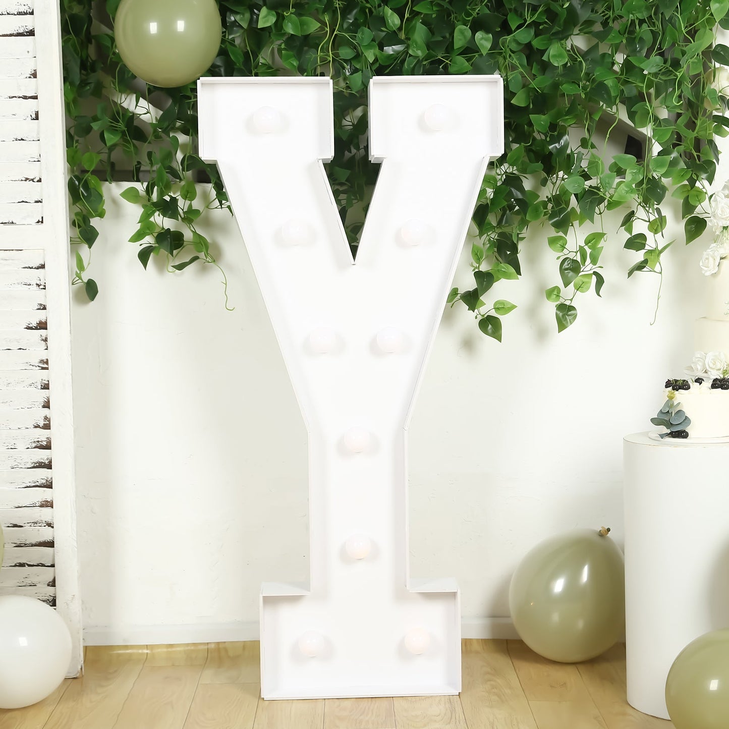 Giant LED Marquee Light Up Letter "Y", White 4ft Pre-Cut Foam Board with 10 Warm White Battery Operated LEDs, Glue Gun and Sticks