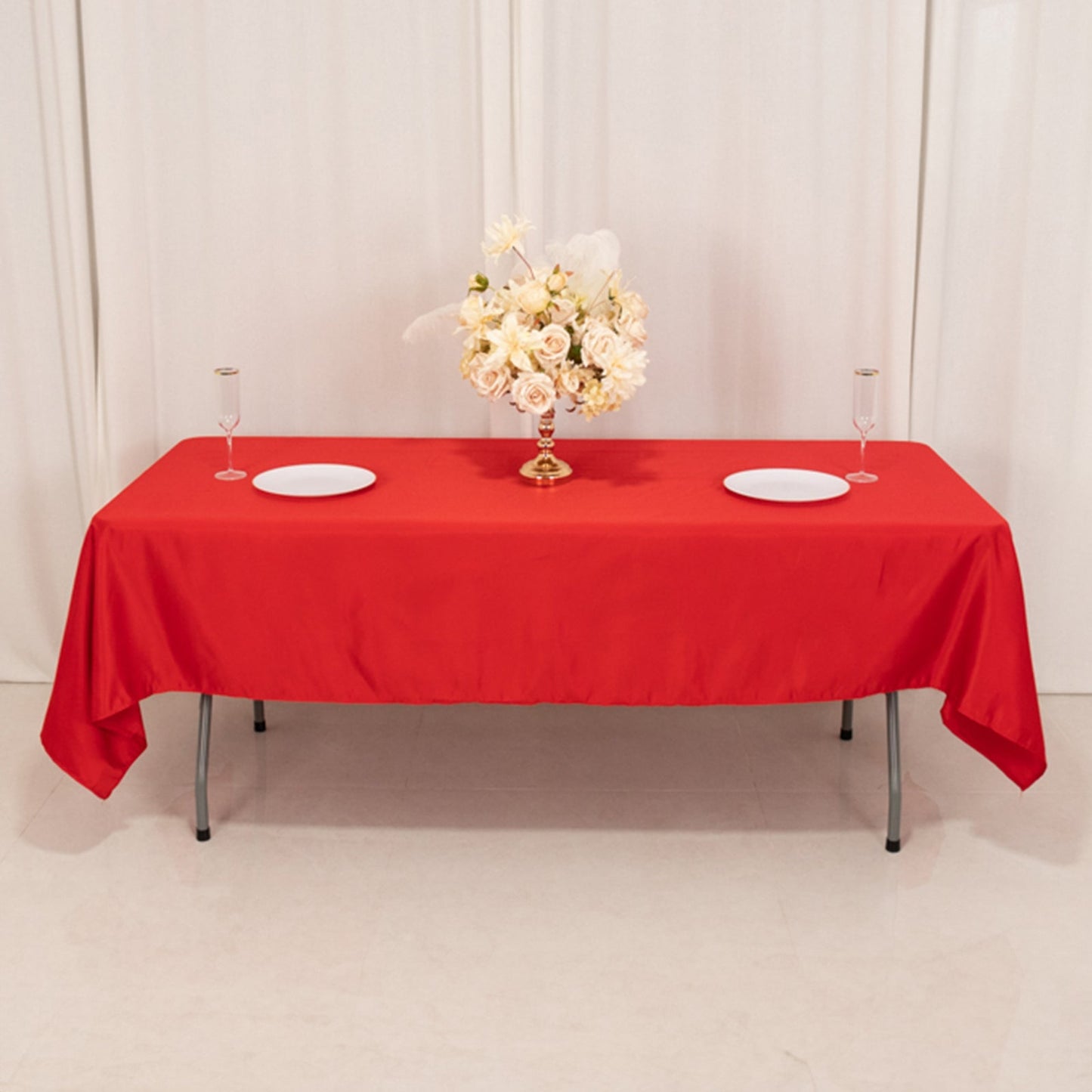 Lamour Satin 60"x102" Rectangle Tablecloth Red - Durable & Silky Soft Feel Table Cover