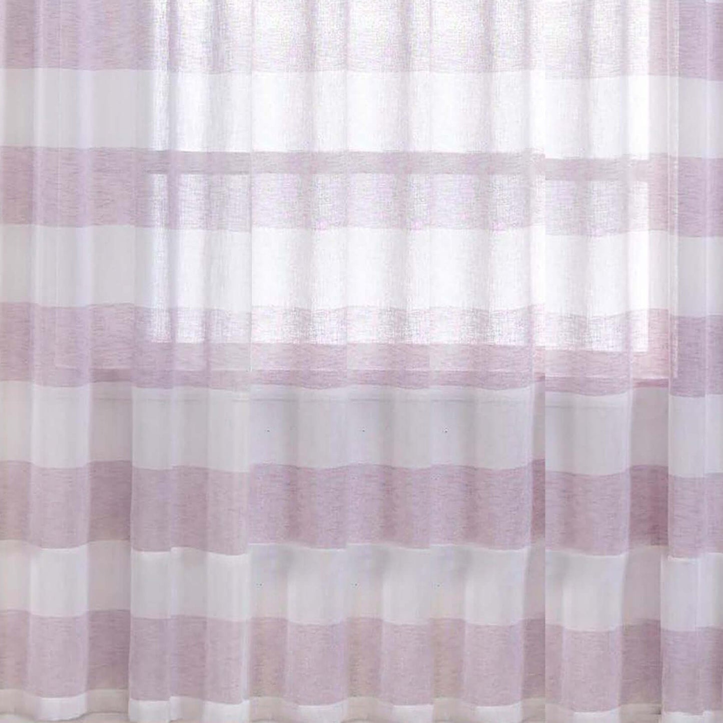 2 Pack White Lavender Lilac Cabana Print Faux Linen Curtain Panels With Chrome Grommet - 52"x108"