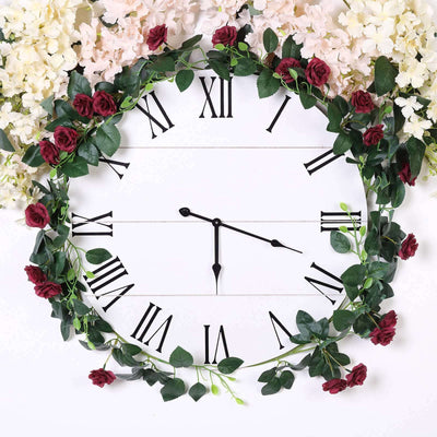 6ft 20 Burgundy Artificial Silk Roses Flower Garland, Hanging Vine