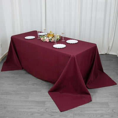 Premium Polyester 90"x132" Rectangle Tablecloth Burgundy - Seamless 220GSM Stain-Resistant Table Cover
