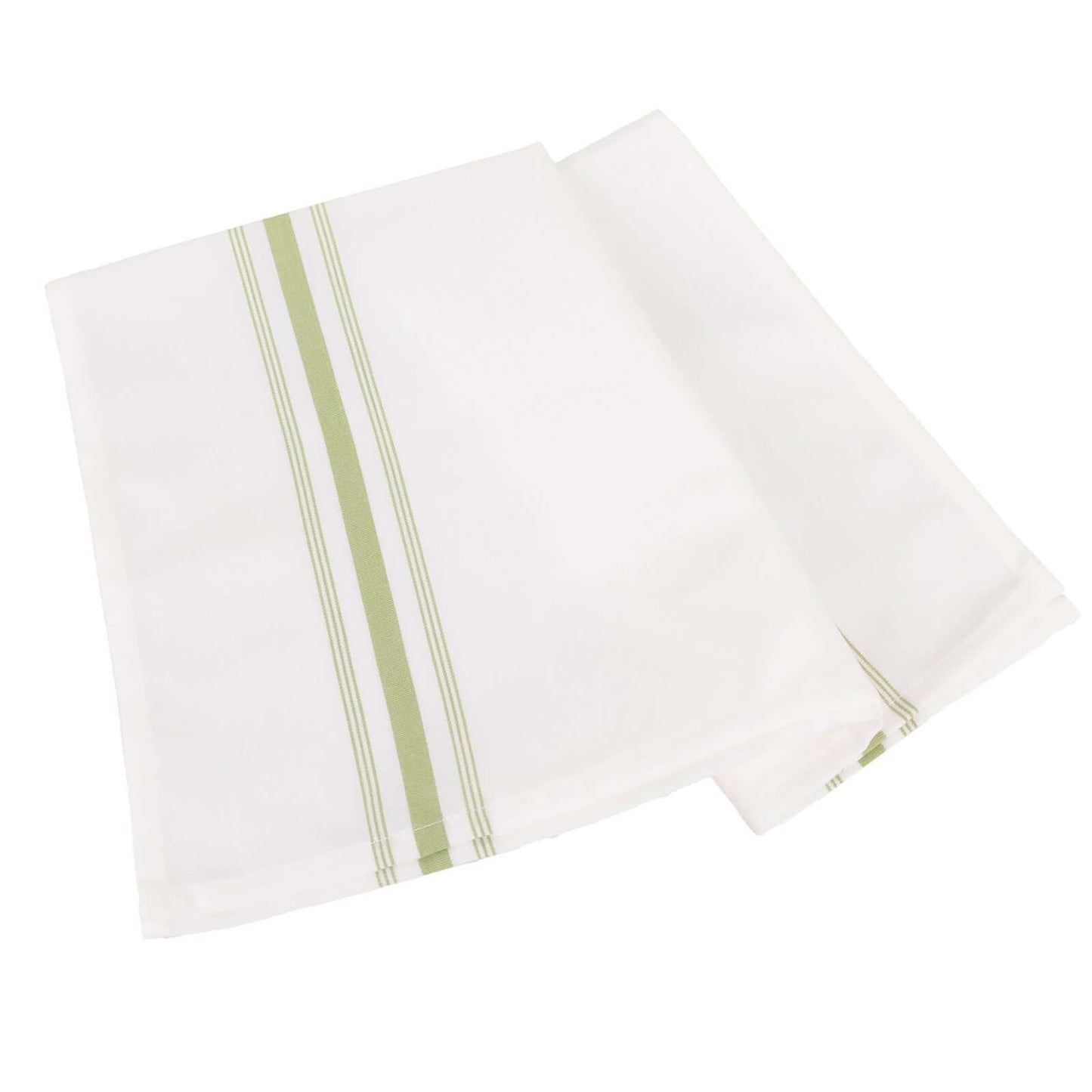 10 Pack Premium Spun Polyester 18"x22" Napkins White/Sage Green Bistro Style - Highly Absorbent Cotton-Like Feel Cloth Napkins