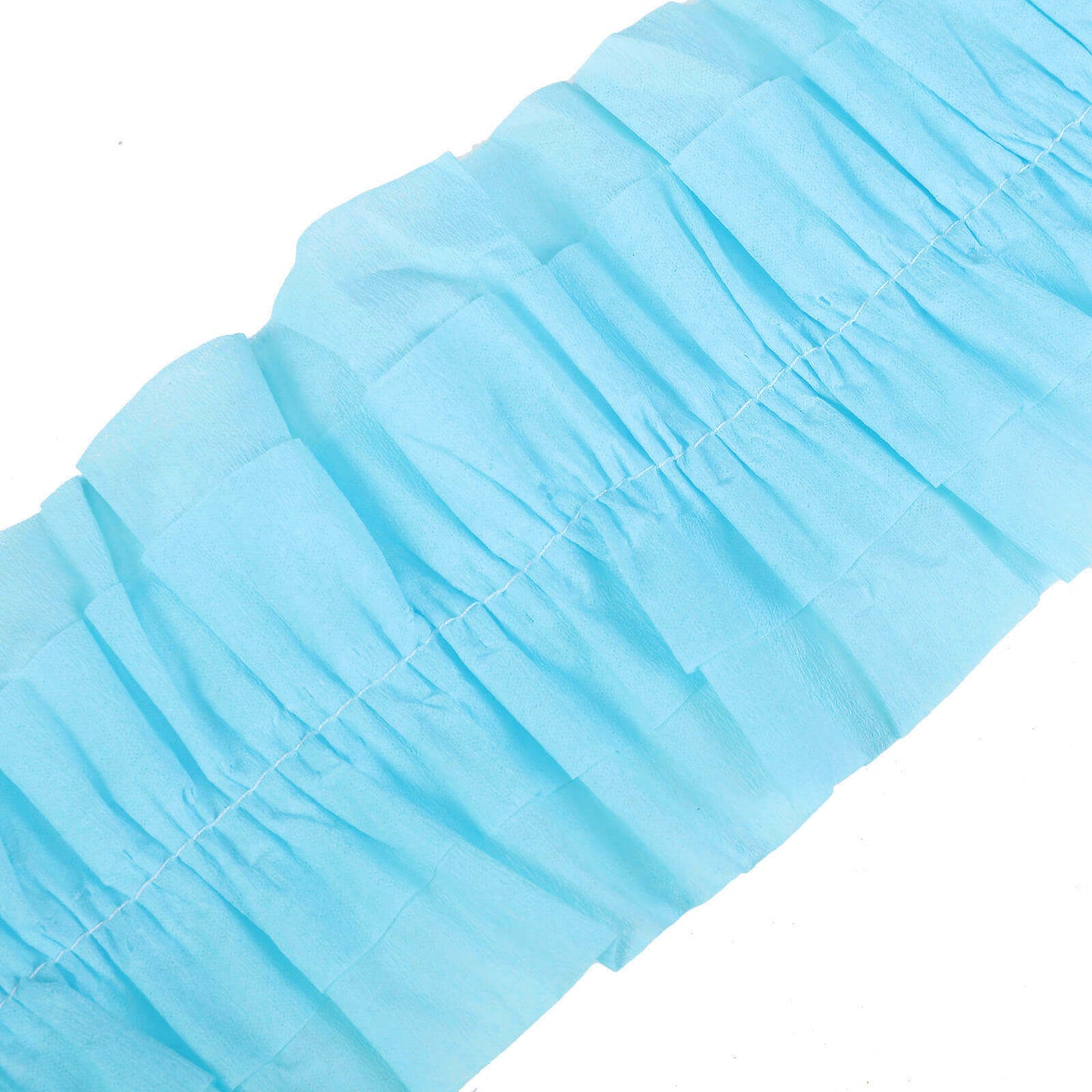 3 Pack 28ft Light Blue Ruffled Paper Streamer Rolls, Crepe Tissue Party Decorations