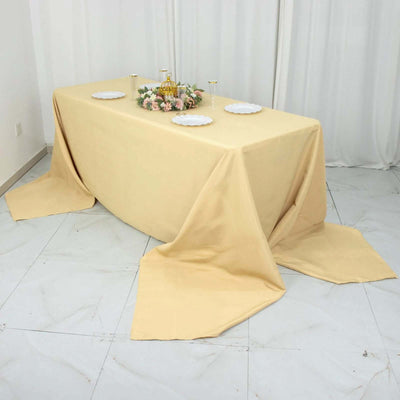 Premium Polyester 90"x156" Rectangle Tablecloth Champagne - Seamless 220GSM Stain-Resistant Table Cover