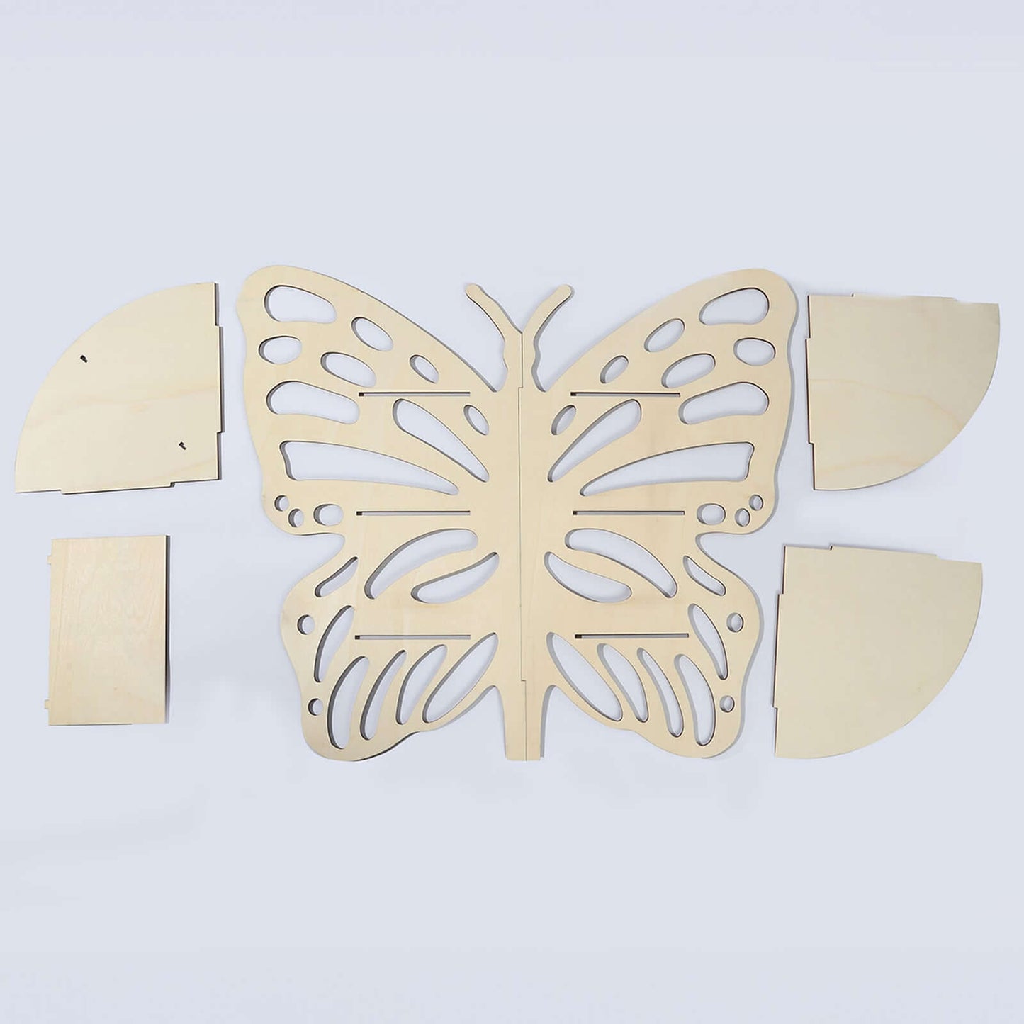 3-Tier Wooden Cupcake Stand Butterfly Design Natural - Rustic Dessert Display Shelf Rack 24"