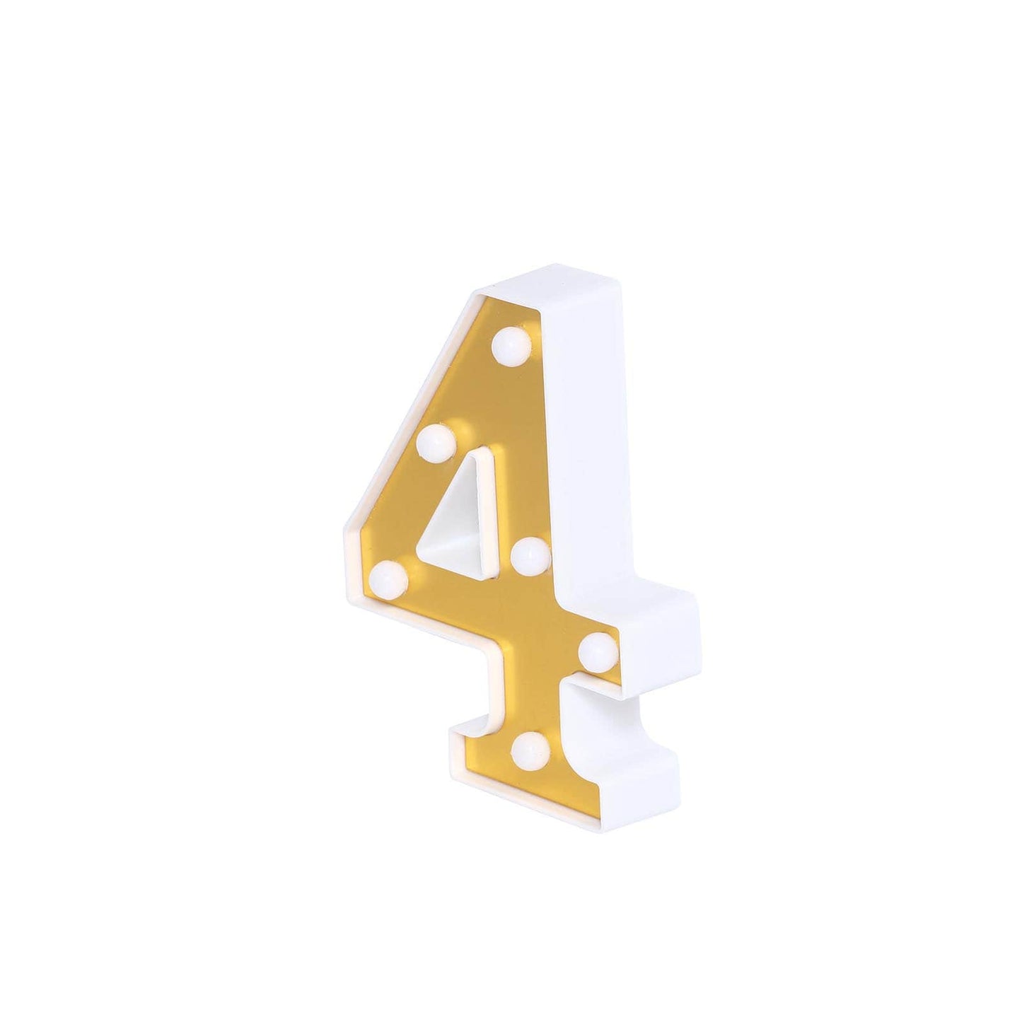 3D Marquee Number "4" Warm White 6 LED Lights Gold - Stylish Light-Up Accent for Events 6"