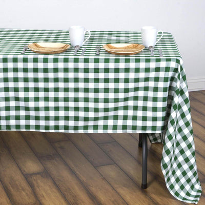 Polyester 60"x126" Rectangle Tablecloth White/Green - Buffalo Plaid Checkered Table Cover